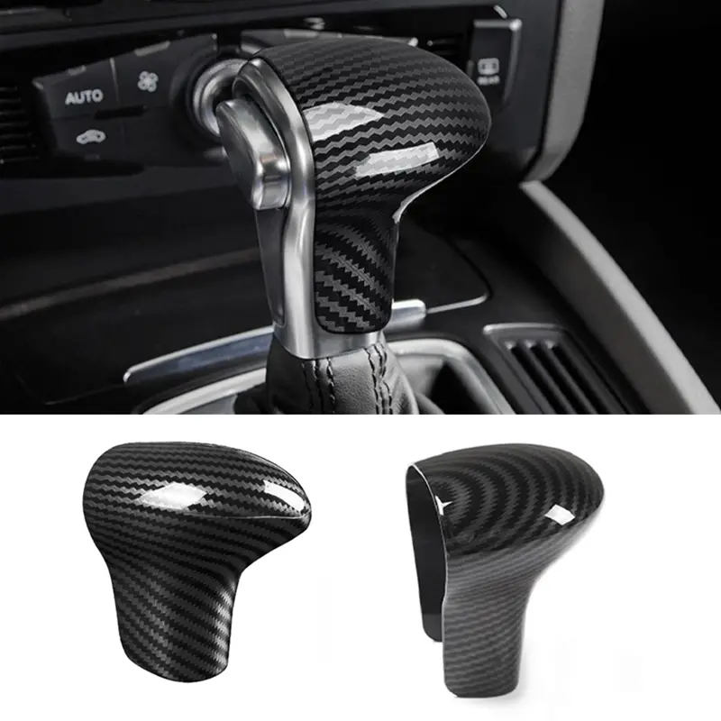 1pc Carbon Fiber Gear Shift Lever Knob Cover Cap Trim For * A4 B8 A5 A6 A7  Q5 Q7 LHD Gearshift Handle Car Interior Accessories